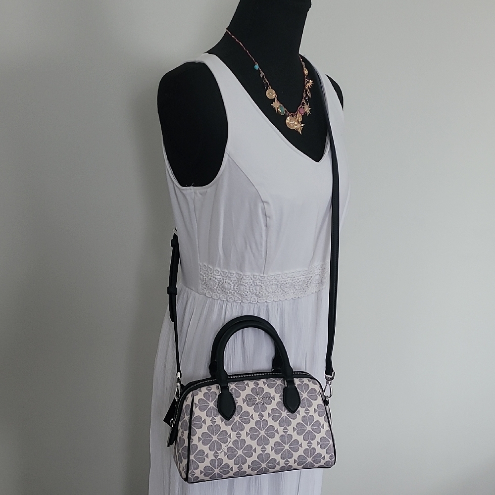 Kate Spade Floral Pattern Satchel Crossbody Bag - Navy Trim